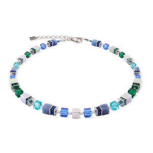 Coeur de Lion GeoCUBE® Precious Statement Halskette silber-ocean 3039100705 bei Juwelier Kröpfl