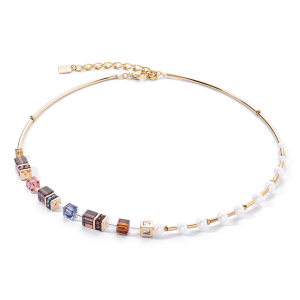 Coeur de Lion Halskette GeoCUBE® Fusion Precious Pearl Mix gold-autumn 1122101538 bei Juwelier Kröpfl