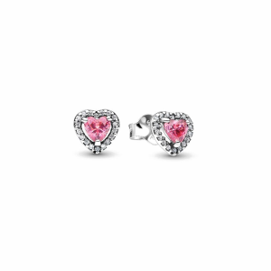Pandora Erhabenes rosafarbenes Herz Ohrstecker 298427C02 bei Juwelier Kröpfl