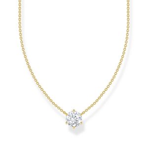 Thomas Sabo Essentials Kette mit weißem Zirkonia-Anhänger vergoldet KE2210-414-14 bei Juwelier Kröpfl