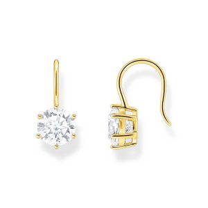 Thomas Sabo Essentials Ohrhänger mit großem, weißem Zirkonia vergoldet H2287-414-14 bei Juwelier Kröpfl