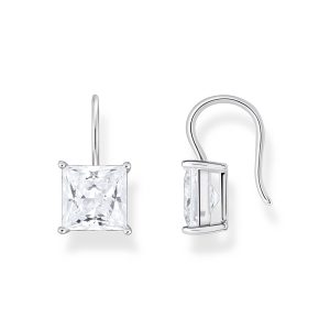 Thomas Sabo Essentials Ohrhänger mit quadratischem Stein-Anhänger in Weiß Silber H2289-051-14 bei Juwelier Kröpfl