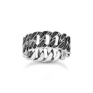 Thomas Sabo Midnight Rose Ring Kettenglieder schwarze Steine breit Silber TR2501-643-11 bei Juwelier Kröpfl