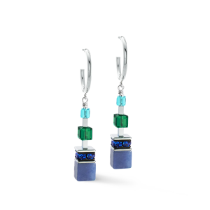 Coeur de Lion GeoCUBE® Precious Statement Ohrringe silber-ocean 3039210705 bei Juwelier Kröpfl