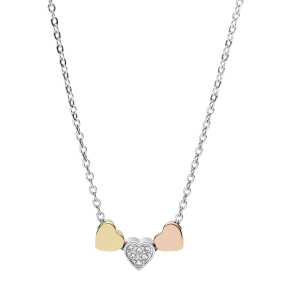 Fossil Kette Heart Edelstahl dreifarbig JF02856998 bei Juwelier Kröpfl