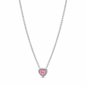 Pandora Rosafarbenes Erhabenes Herz Halskette 398425C02-45 bei Juwelier Kröpfl