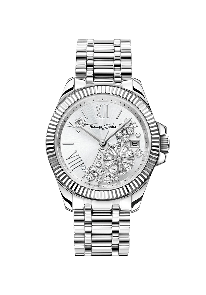 Thomas Sabo Damenuhr Blumen aus weißen Steinen WA0380-201-201 bei Juwelier Kröpfl