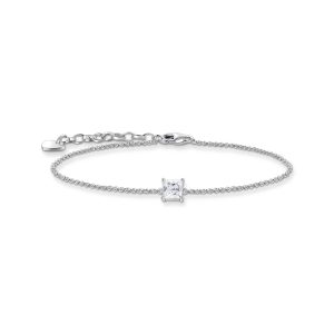 Thomas Sabo Essentials Armband mit quadratischem Stein-Anhänger in Weiß Silber A2158-051-14 bei Juwelier Kröpfl