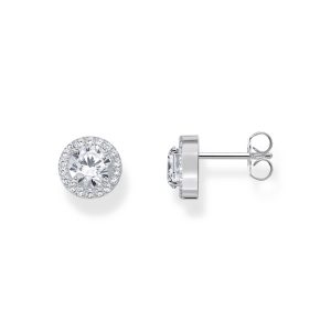 Thomas Sabo Essentials Halo-Ohrstecker mit weißem Stein im Brillantschliff Silber H2304-051-14 bei Juwelier Kröpfl
