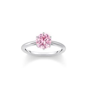 Thomas Sabo Essentials Ring mit pinkfarbenem Stein im Brillantschliff Silber TR2474-051-9 bei Juwelier Kröpfl