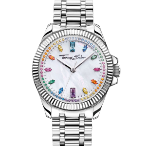 Thomas Sabo Damenuhr Divine Rainbow mit bunten Steinen silberfarben WA0394-201-201 bei Juwelier Kröpfl