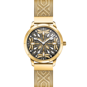 Thomas Sabo Damenuhr mit 33 mm, Libellen und Steinen goldfarben WA0422-264-207 bei Juwelier Kröpfl