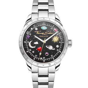 Thomas Sabo Uhr mit kosmischem Zifferblatt in Schwarz silberfarben WA0402-201-203 bei Juwelier Kröpfl