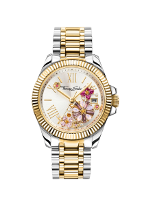 Thomas Sabo Damenuhr Blumen aus rosafarbenen Steinen bicolor WA0382-291-201 bei Juwelier Kröpfl